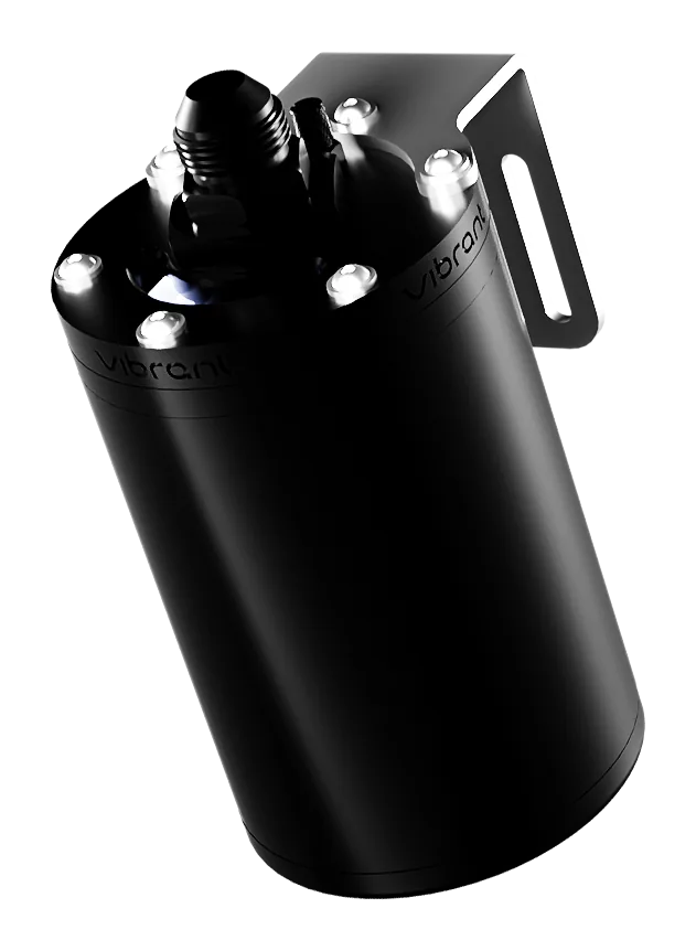 Vibrant Mini Catch Can, hard anodized black with mounting bracket